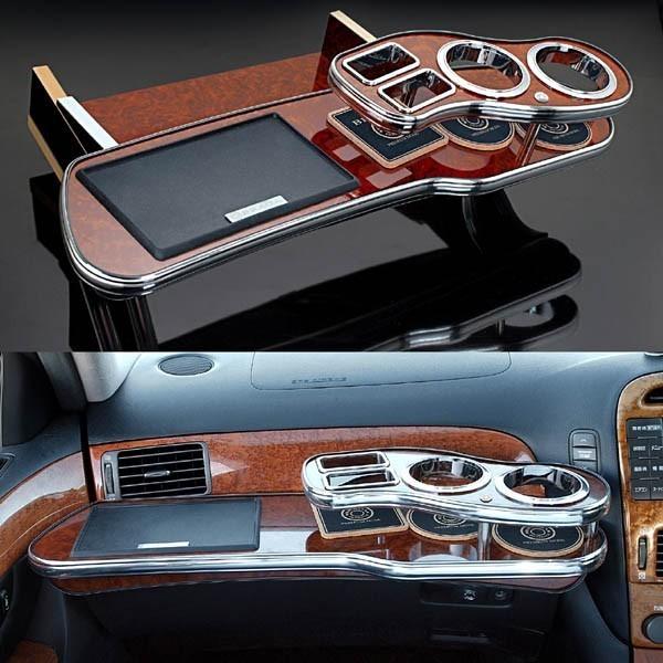 200系クラウン/茶木目ウッド/フロントテーブル/トレー＆コースター付