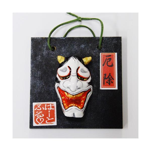 神楽面(鬼女面)飾り・板付き(小) 手作り品 /【Buyee】