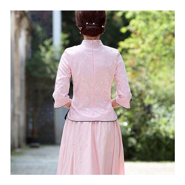 チャイナ服 トップス 金魚柄 7分袖 長袖 チャイナドレス 上品 本格
