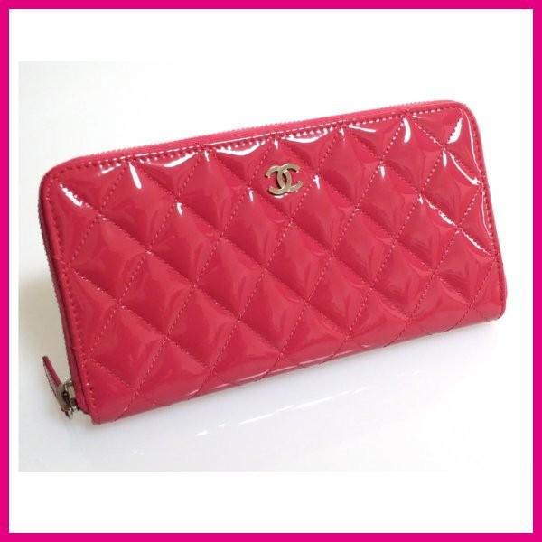 CHANEL シャネル 長財布 マトラッセ パテントレザー ピンク 箱 内袋 シャネル CHANEL 財布 長財布 ラウンドファスナー マトラッセ