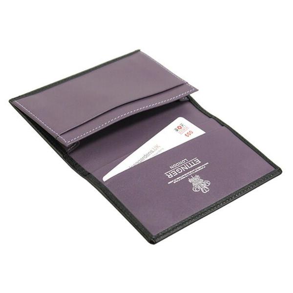 エッティンガー ETTINGER メンズ 名刺入れ（カードケース） ブラック LEATHER VISITING CARD CASE ST143JR  BLACK/PURPLE PURPLE/STERLING COLLECTION /【Buyee】