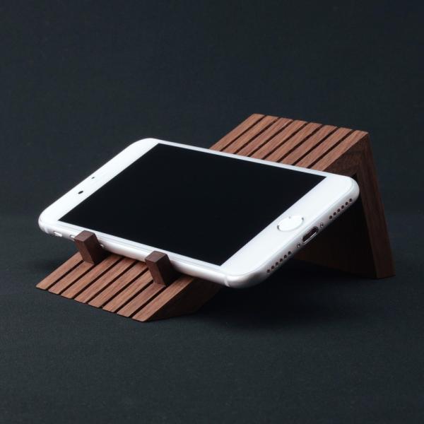 スマートフォンスタンド 木製 ブラックウォールナット ライン スマートフォンスタンド ブラックウォールナット ライン スマホ