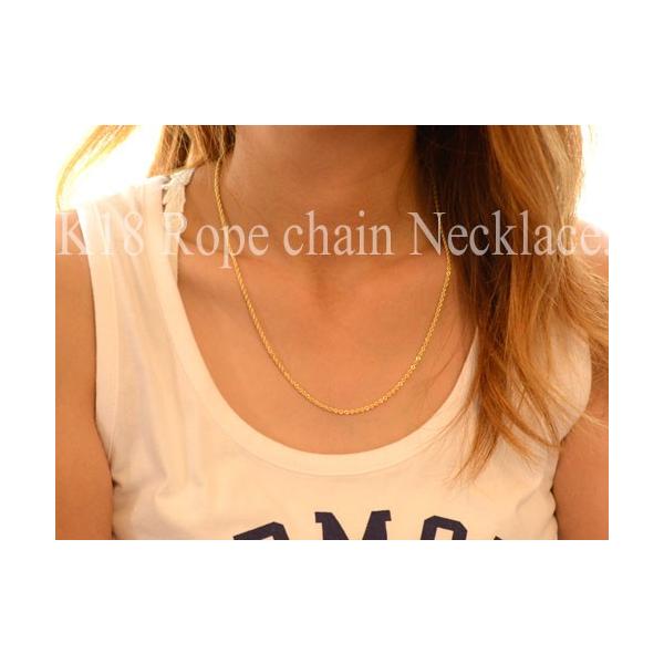 新品】k18/18金/イエローゴールド/中空ロープチェーン/50cm/イタリア まる 