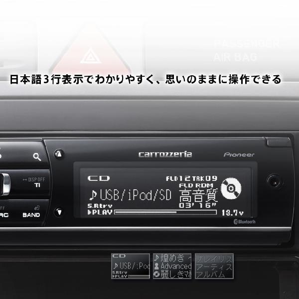 カーオーディオBluetooth対応1din 高音質パイオニアカロッツェリアiPod