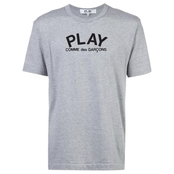 プレイコムデギャルソン メンズグレーPLAYロゴ＆バックハートTシャツ