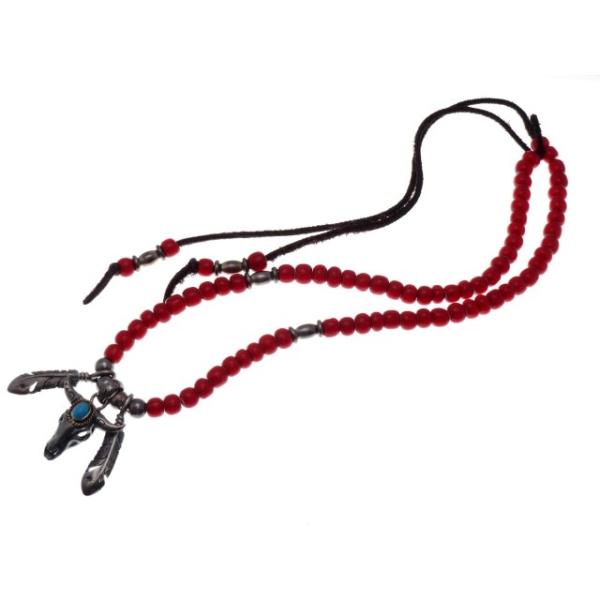 SAAD サード ネックレス カスタム バッファロー ターコイズ/フェザー×2