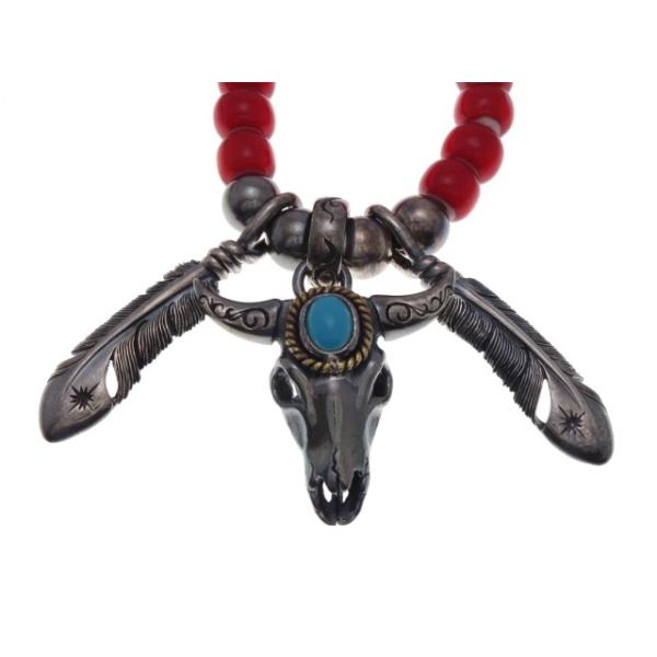 SAAD サード ネックレス カスタム バッファロー ターコイズ/フェザー×2