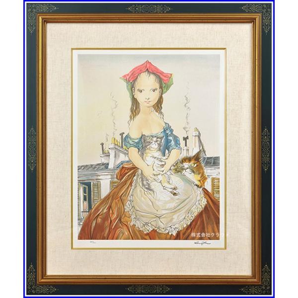 藤田嗣治 レオナール・フジタ パリの屋根の前の少女と猫