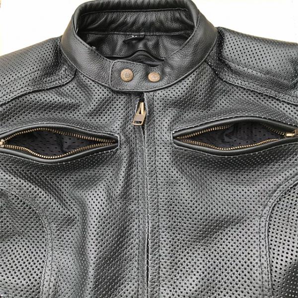 パンチングレザージャケット GHOST RIDER 牛革 本革 バイク用 メンズ