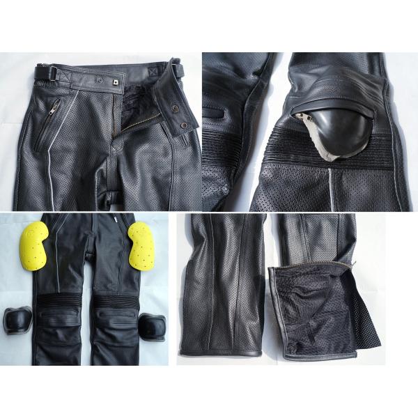 バイク用パンツ MP08 牛革製 36インチ バイク用パンツ MP08 牛革製 36インチ バイク用パンチングレザーパンツ