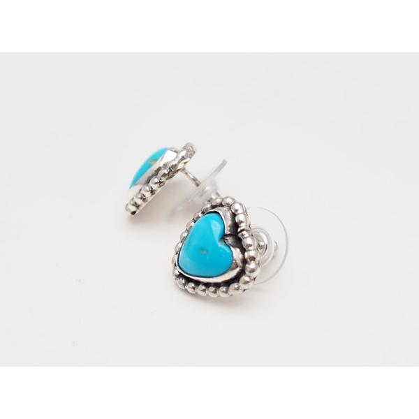 インディアンジュエリー Navajo ターコイズ ハートピアス /【Buyee