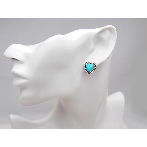 インディアンジュエリー Navajo ターコイズ ハートピアス /【Buyee
