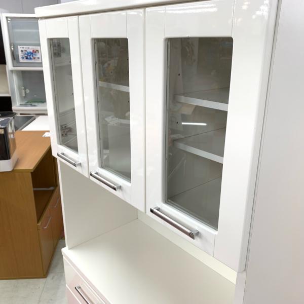 中古 店舗近郊限定販売 幅90cm マルミツ 3枚扉キッチンボード ホワイト 