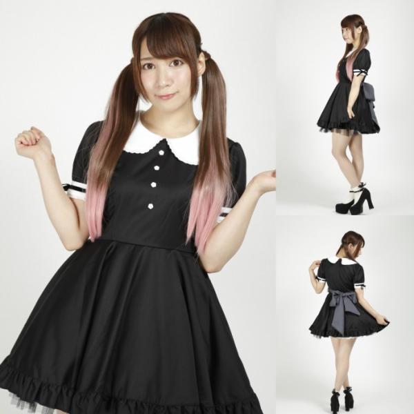 プリュムルーナ メイド服 クラシック ワンピース 黒 赤 グレー