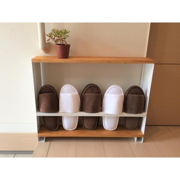 スリッパラック スリム アイアン おしゃれ 木製 5足 ホワイト