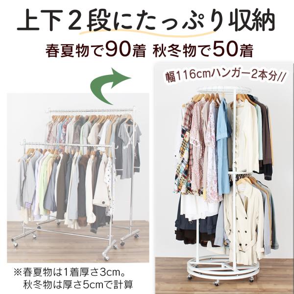 回転ハンガーラック（カバー付き） Amazon｜川口工器 頑丈 回転ハンガーラック カバー付き 円形 2段