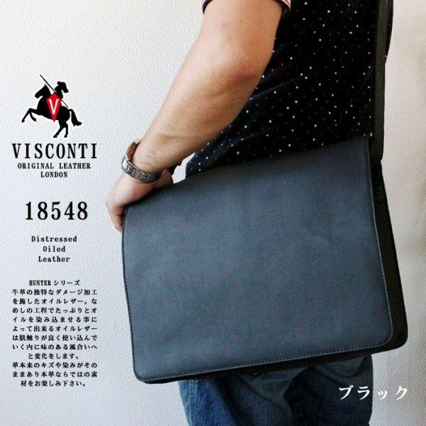 Visconti - 18548 Men's Leather Messenger / Shoulder Bag - Laptop Black