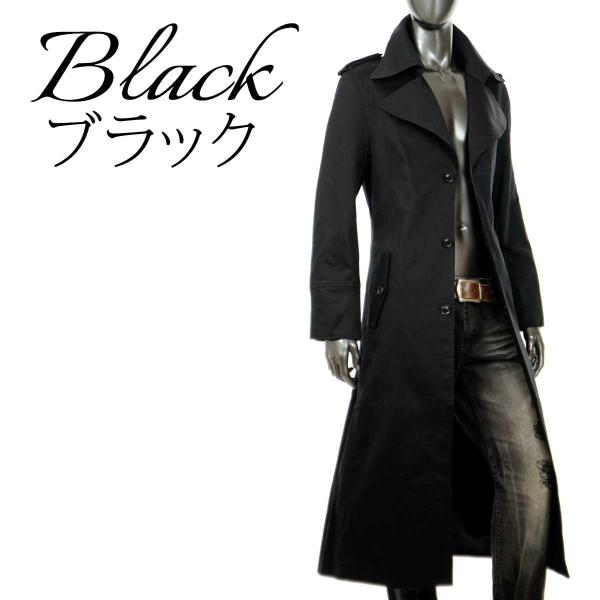 【コムサ】メンズコート　トレンチ　黒ブラック