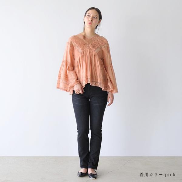 ヌキテパ ne Quittez pas Vネック ベルスリーブ レースブラウス プル