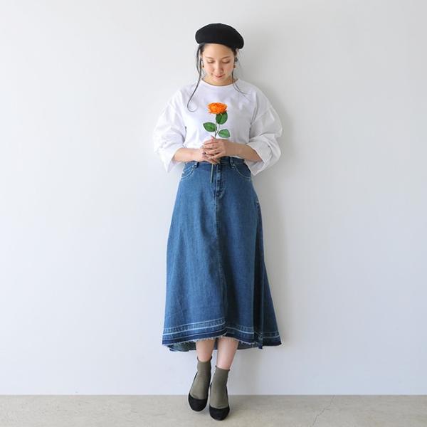 ヤヌーク YANUK Flare Denim Skirt フレア デニム スカート カットオフ