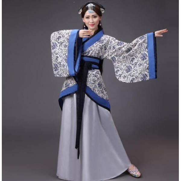 中国古典服 コスプレ衣装漢服広い袖ワンピース中華服皇女仙女ダンス