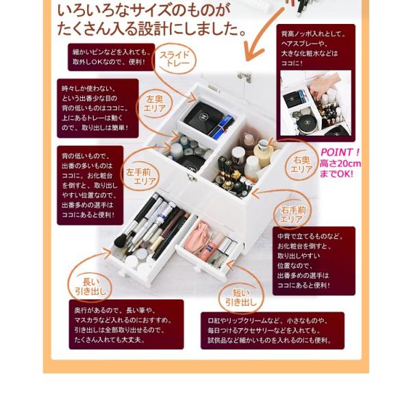 メイクボックス コスメボックス 三面鏡付き 女の子が考えたメイクボックス