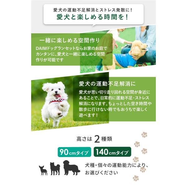 ドッグラン フェンス 屋外 高さ90cm 全長20m ドア付き サークル ドア付