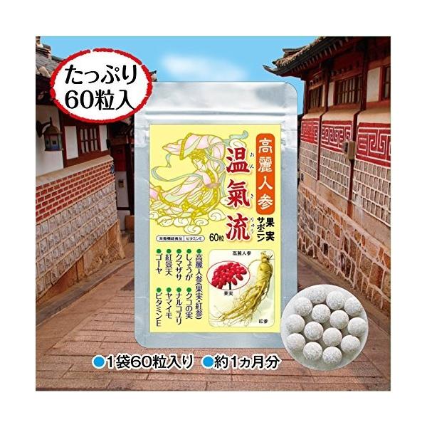 高麗人参サプリメント温氣流60粒入6年根エキス高麗人参果実サポニン