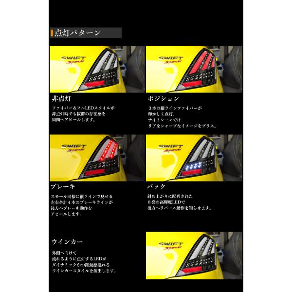 スイフト LEDテール ZC72S ZD72S ZC32S スイフトRS スイフトスポーツ ファイバーテールV3 流れるウインカー  シーケンシャルウインカー 78WORKS (J185 /【Buyee】