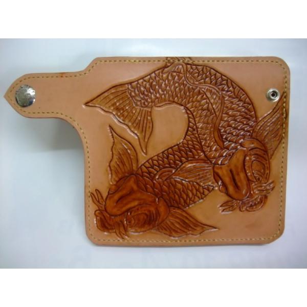 CARP/鯉4】 こい カービング 深彫り 長財布 メンズ ブランド 革 栃木  
