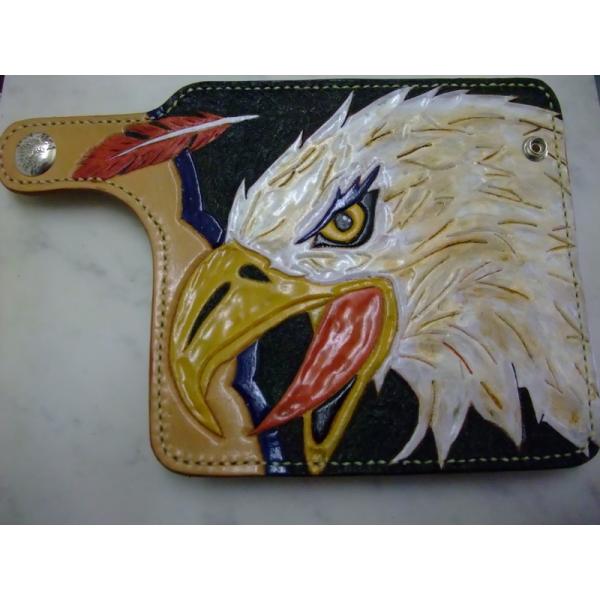 EAGLE/イーグル/鷹】 カービング 深彫り 長財布 メンズ ブランド 革  