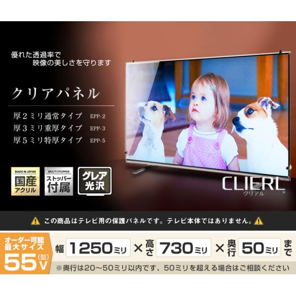 テレビ保護パネル 55型 55インチ クリアパネル テレビガード テレビカバー 液晶テレビ保護パネル 画面 保護 有機EL対応 /【Buyee】