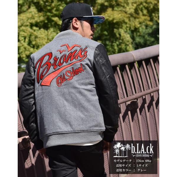 スタジャン メンズ ウールメルトン スタジアムジャンパー 中綿 厚手 袖