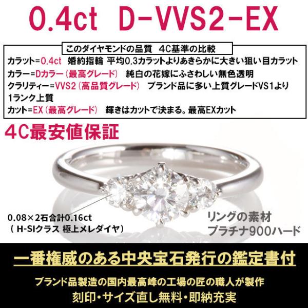 婚約指輪 安い 婚約指輪 ダイヤ 0.4ct D-VVS2-EX 婚約指輪 ...