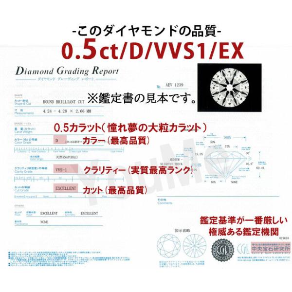 婚約指輪 0.5ct D VVS1 EX ティファニー6本爪デザイン 一粒ダイヤ 天然