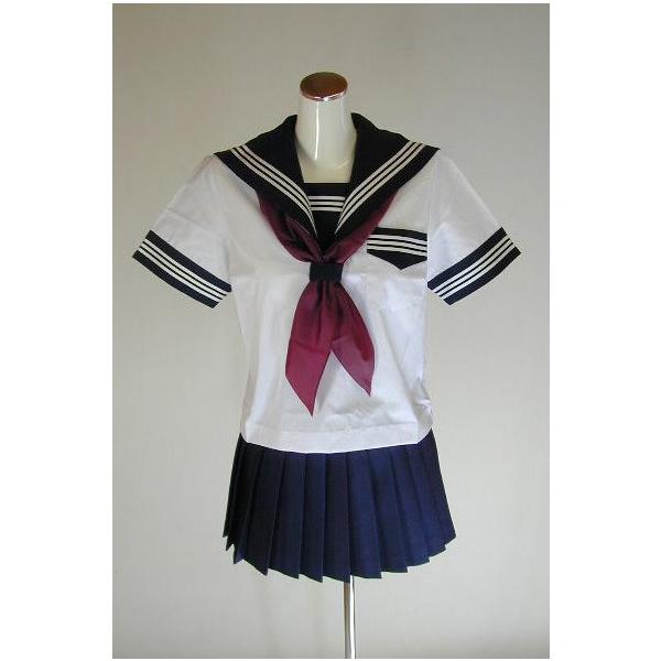 夏紺セーラー服 上下セット (半袖 カフス付き 学校制服 学販 スクール 