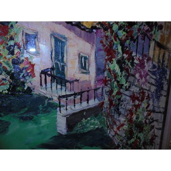 油絵 絵画【花の住宅】