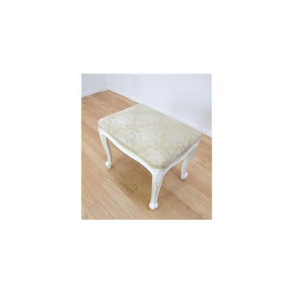 アンティーク調猫足スツール/腰掛椅子 〔ホワイト〕 木製