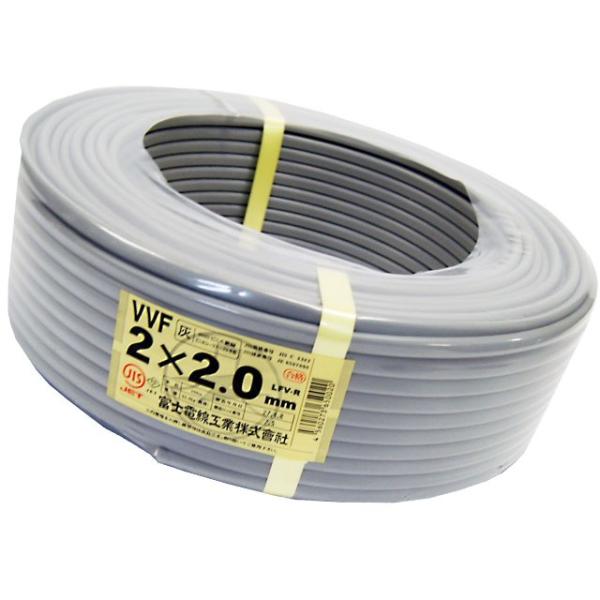 電線VVFケーブル2.0mm2芯【003】 灰色VVF2.0×2C×100m(y-003) /【Buyee