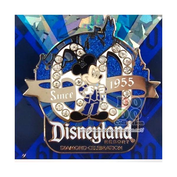 ディズニーランド60周年限定 ミッキー DLロゴ ピンバッジ ダイヤモンド