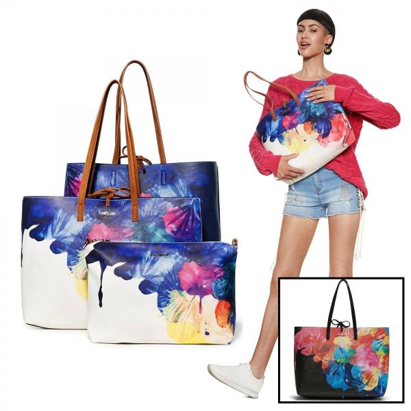 Desigual デシグアル トートバッグ 3in1 リバーシブル ポーチ付き