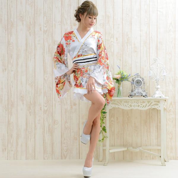 花魁 コスプレ 着物ドレス ミニ 花魁 衣装 和風柄花魁着物ミニドレス