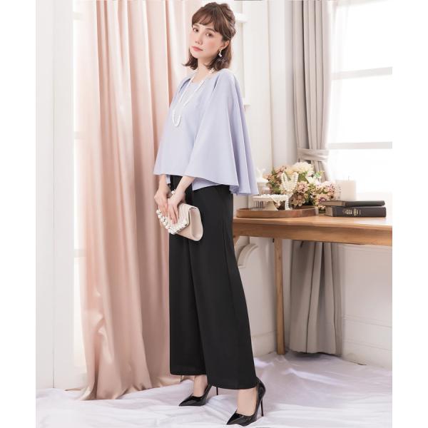 パンツドレス 結婚式 袖あり レース レディース ワイド パーティー