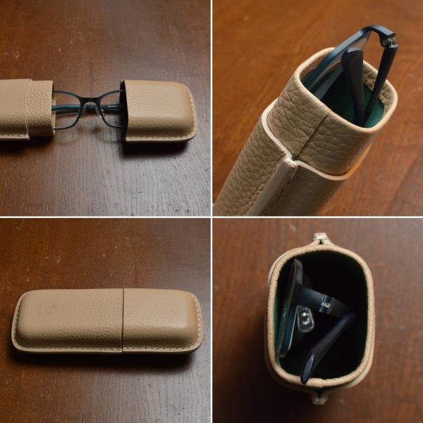 メガネケース 本革 ペンケース ハード レディース メンズ シュリンク