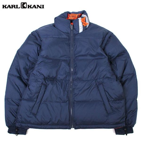 KARL KANI REVERSIBLE NYLON DOWN PADDED JACKET NAVY ORANGE カール