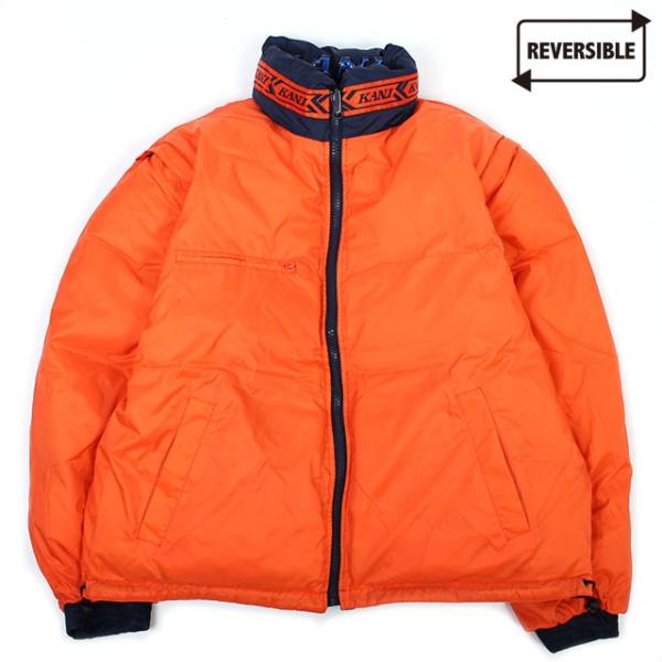 KARL KANI REVERSIBLE NYLON DOWN PADDED JACKET NAVY ORANGE カール