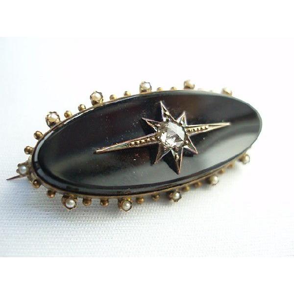 ☆アンティーク ブラックオニキス×ダイヤ ヴィクトリアン□イギリス製