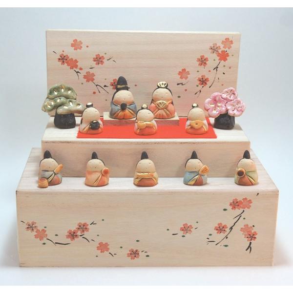 雛人形 コンパクト 陶器 小さい 可愛い ひな人形/ 花木箱 雛