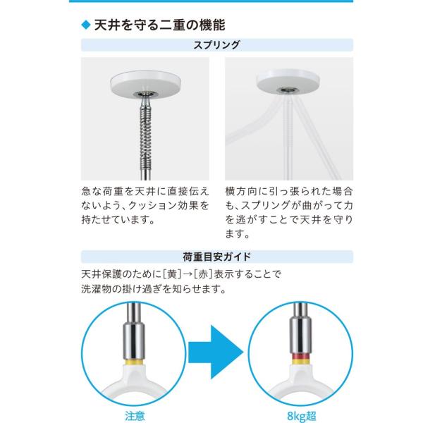 室内物干し 天井 物干し 室内 天井吊り下げ 川口技研 ホスクリーン スポット型 SPC型 標準サイズ 46cm ホワイト 薄型 1本 物干し金物  物干金物 diy おしゃれ /【Buyee】