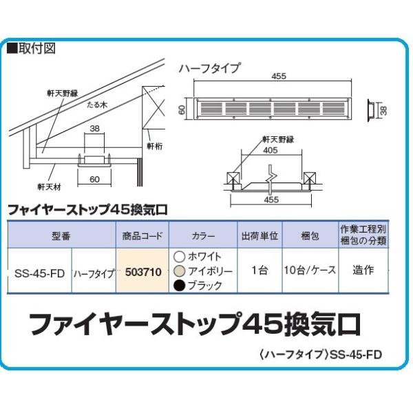 ファイヤーストップ ４５ 換気口 SS-45-FD 大臣認定 BXカネシン 軒天